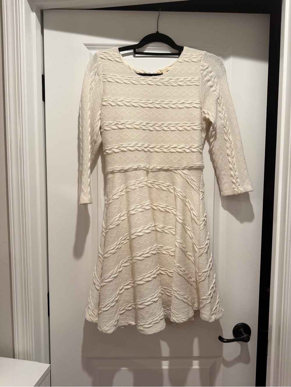 Just Me Cream Cable Knit Dress